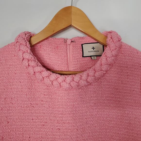 Tuckernuck Jackie Mini Shift Dress Light Pink Bubblegum Tweed Lined Size Small - Picture 5 of 10